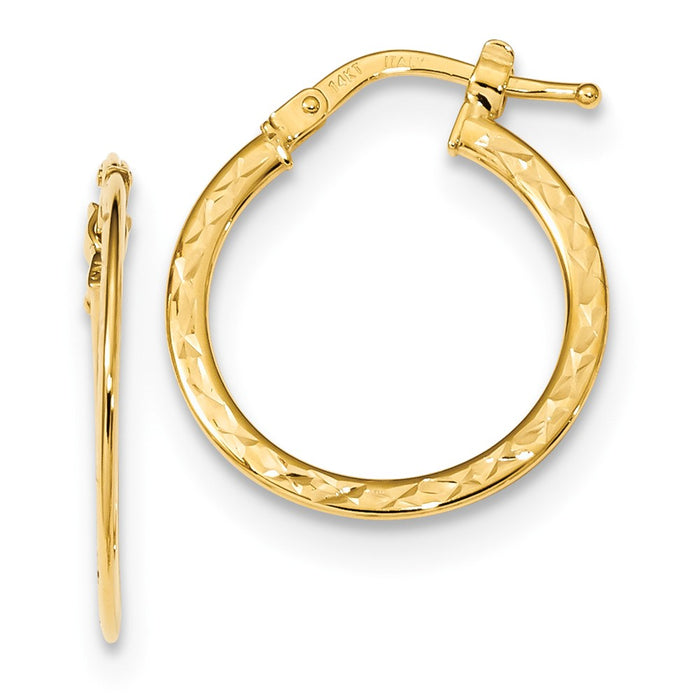 Million Charms 14k Yellow Gold Gold Diamond-Cut and Polished Hoop Earrings, 21.36mm x 19.11mm