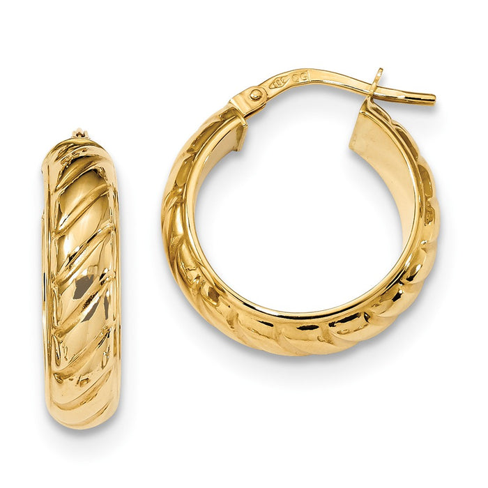 Million Charms 14k Yellow Gold Polished Fancy Hoops, 20.78mm x 19.31mm