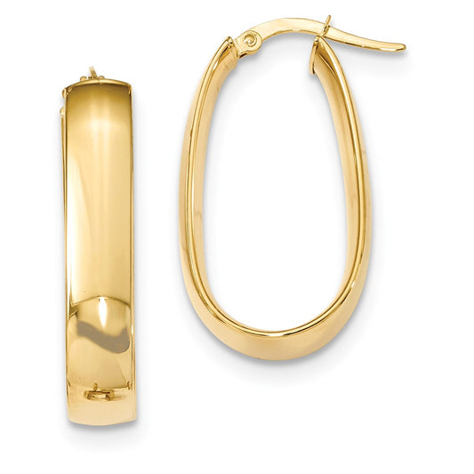 Million Charms 14k Yellow Gold Oval Hoop Earrings, 31mm x 16.6mm