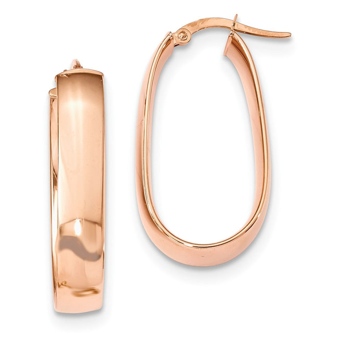 Million Charms 14k Rose Gold Oval Hoop Earrings, 31mm x 16.6mm