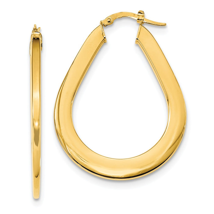 Million Charms 14k Yellow Gold Polished Oval Hinged Hoop Earrings, 21.2mm x 31.5mm