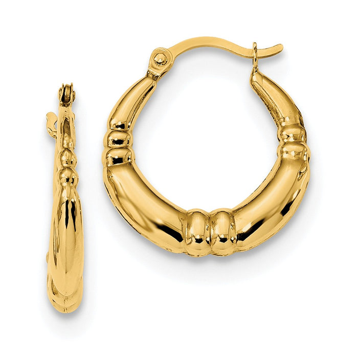 Million Charms 14k Yellow Gold Polished Hoop Earrings, 18.07mm x 16.72mm