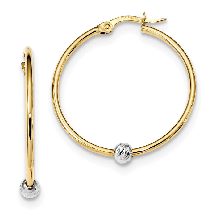Million Charms 14k Two-tone Polished & Diamond-cut Hoop Earrings, 31.28mm x 28.12mm