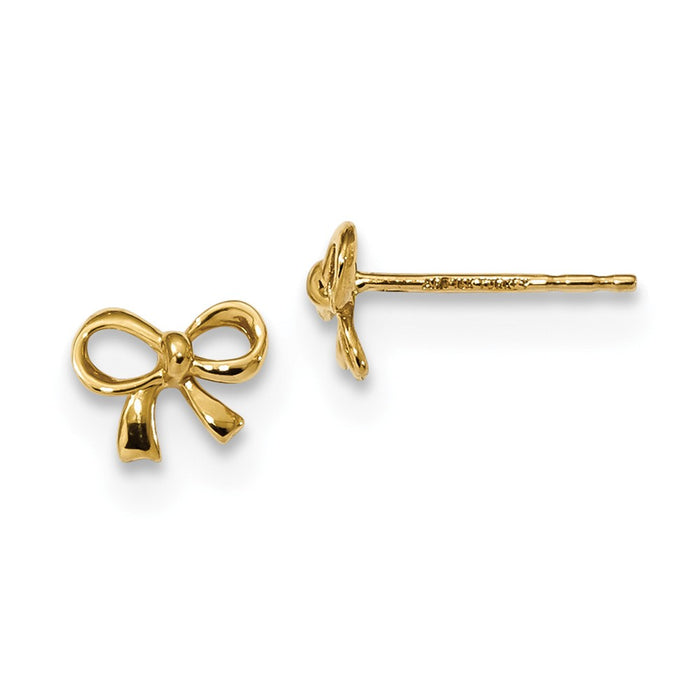 Million Charms 14k Yellow Gold Gold Polished Bow Post Earrings, 6mm