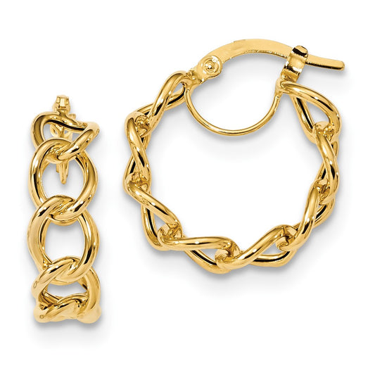 Million Charms 14k Yellow Gold Polished Cable Link Circle Hoop Earrings, 21.4mm x 19.1mm