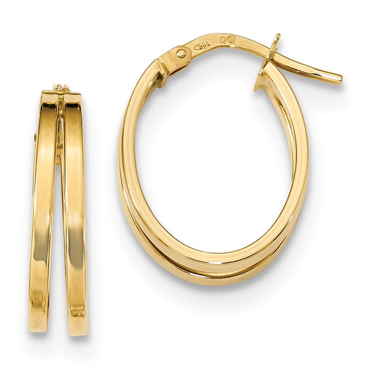 Million Charms 14k Yellow Gold Polished Double Hoops, 19.4mm x 14mm