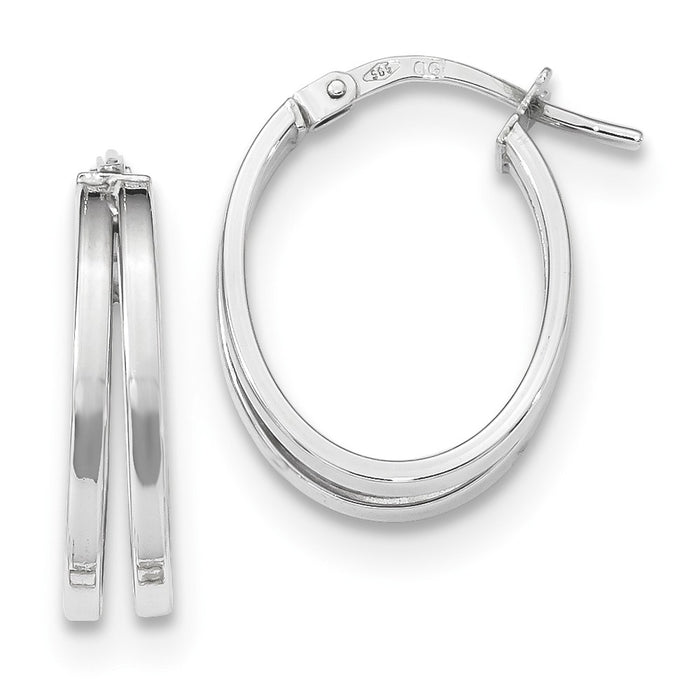 Million Charms 14k White Gold Polished Double Hoops, 19.4mm x 14mm