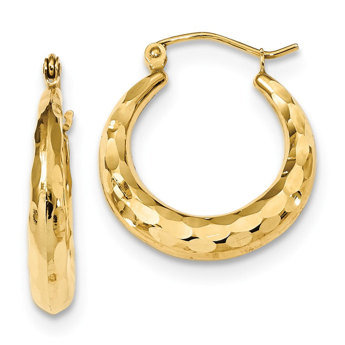 Million Charms 14k Yellow Gold Polished & Diamond-Cut Hoop Earrings, 22.73mm x 20.42mm