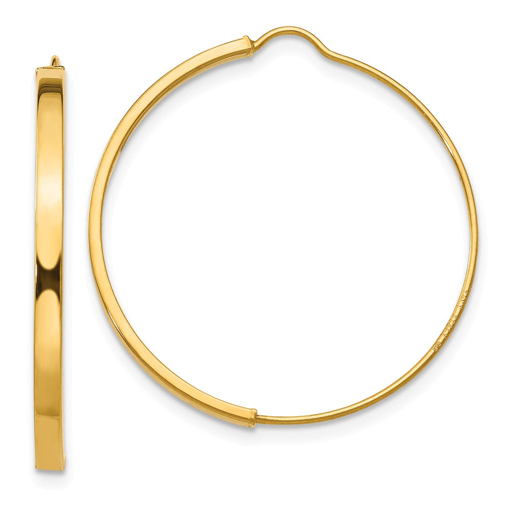 Million Charms 14k Yellow Gold Wire Hoop Earrings, 27.2mm x 25.8mm