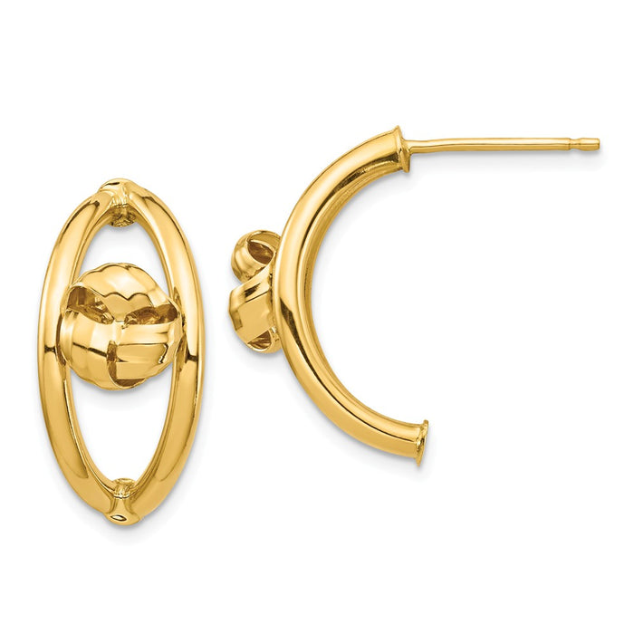 Million Charms 14k Yellow Gold Polished Post Dangle Earrings, 21.35mm x 10.2mm