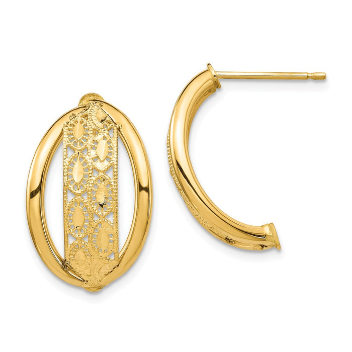 Million Charms 14k Yellow Gold Polished & Diamond-cut Post Dangle Earrings, 21.71mm x 13.66mm