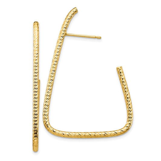 Million Charms 14k Yellow Gold Polished & Diamond-cut Post Dangle Earrings, 45.11mm x 30.7mm