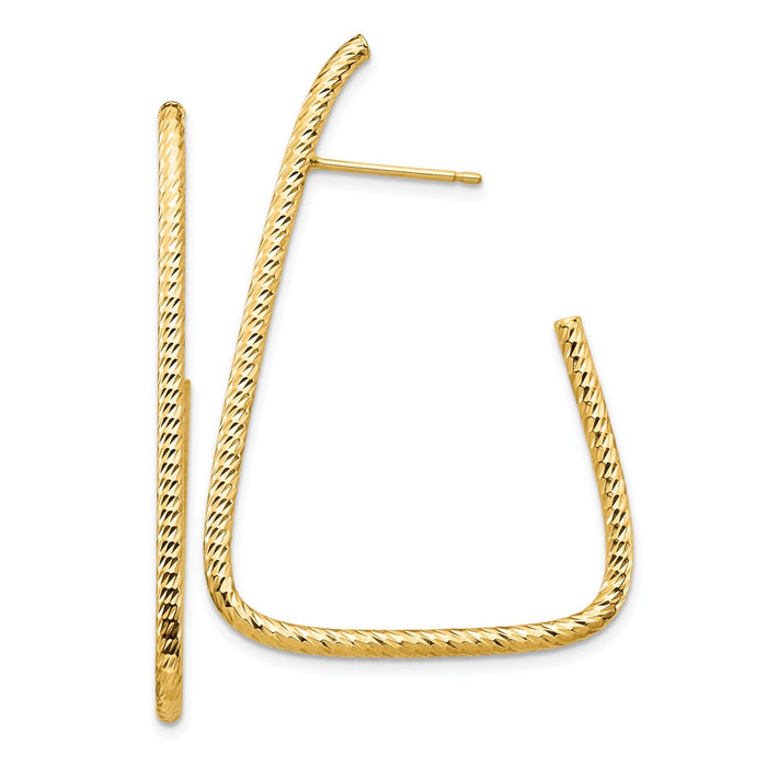 Million Charms 14k Yellow Gold Polished & Diamond-cut Post Dangle Earrings, 45.11mm x 30.7mm