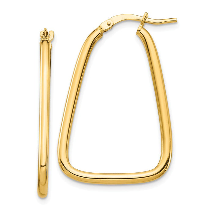 Million Charms 14k Yellow Gold 2mm Polished Small Triangle Hoop Earrings, 32.04mm x 21.5mm