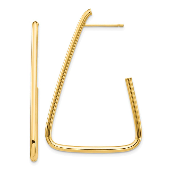 Million Charms 14k Yellow Gold Polished Triangle Post Dangle Earrings, 44.58mm x 29.5mm