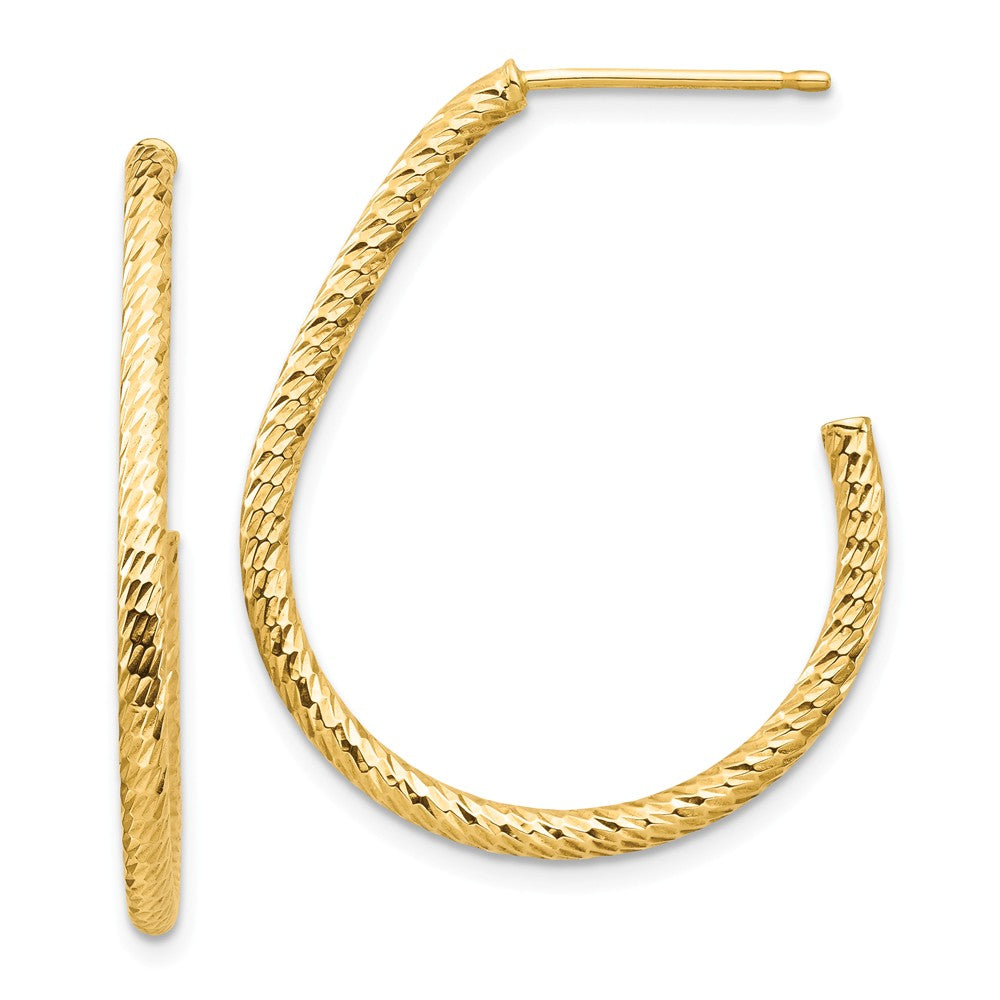 Million Charms 14k Yellow Gold Polished Diamond-cut Post Dangle Earrings, 30.6mm x 25.4mm