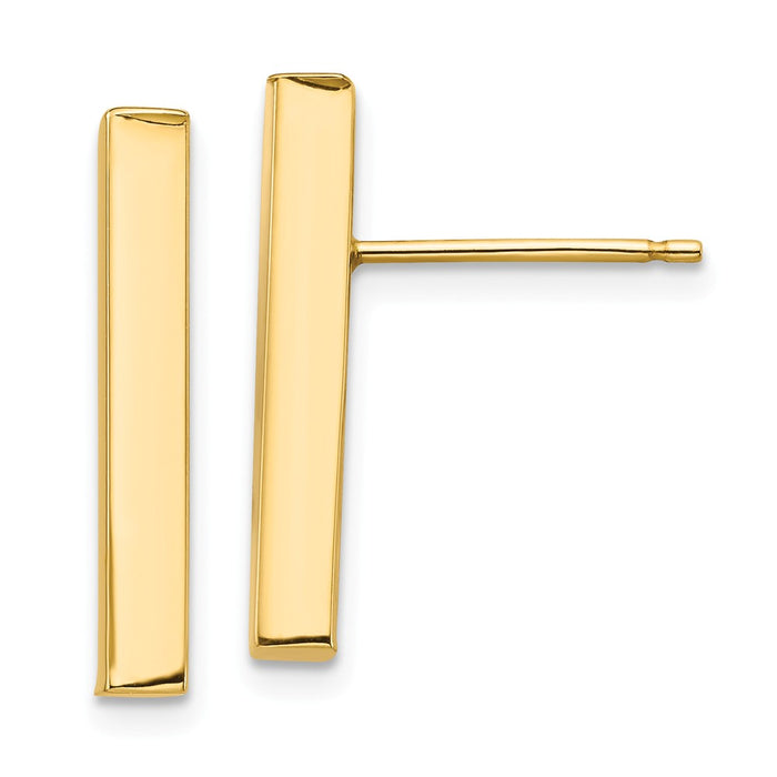 Million Charms 14k Yellow Gold Polished 3mm Post Earrings, 20.14mm x 3.23mm