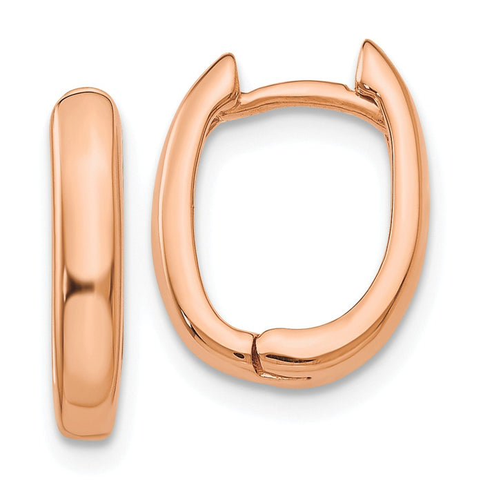 Million Charms 14k Rose Gold Oval Hinged Hoop Earrings, 7mm x 3mm