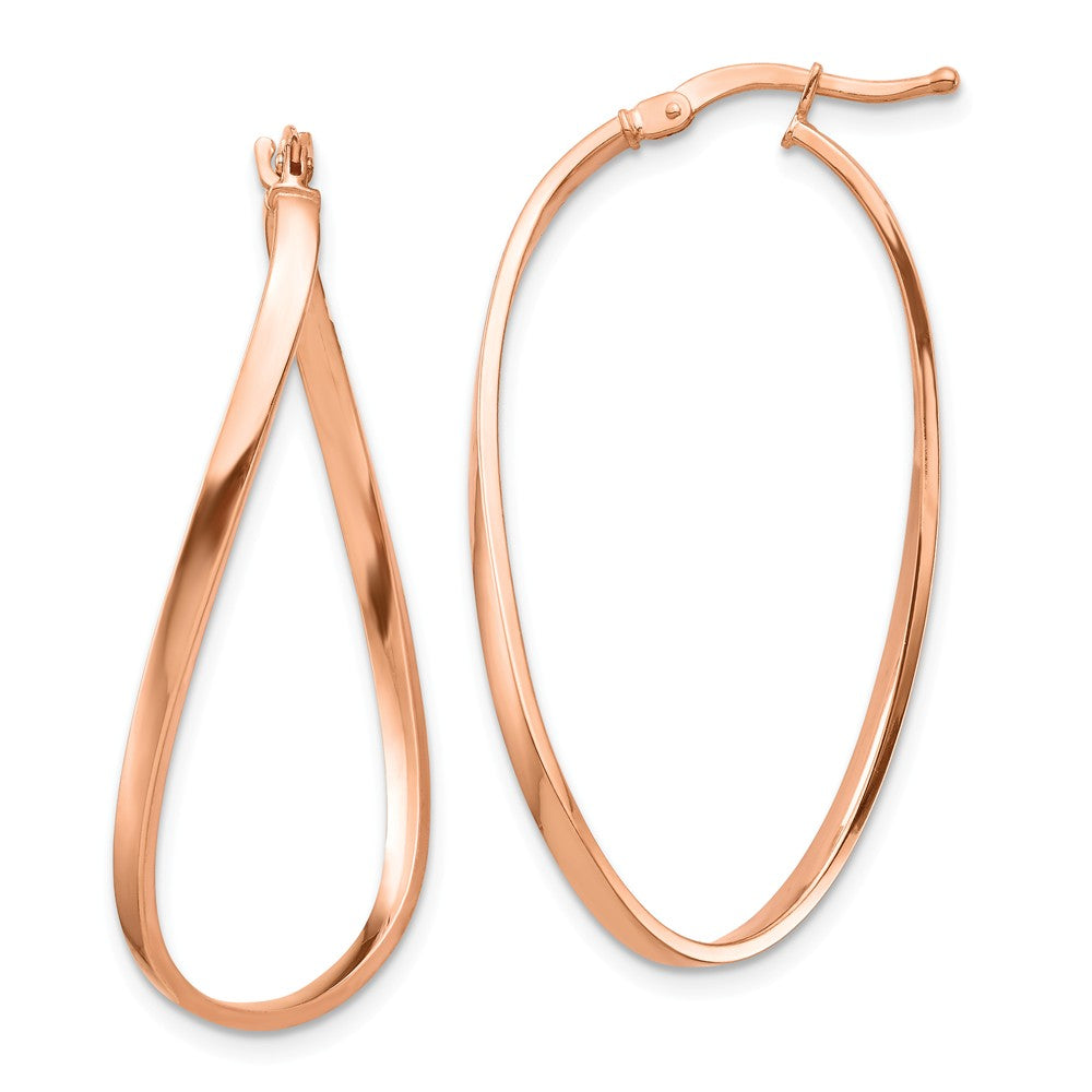 Million Charms 14k Rose Gold 2mm Wavy Hoop Earrings, 38.1mm x 21.58mm