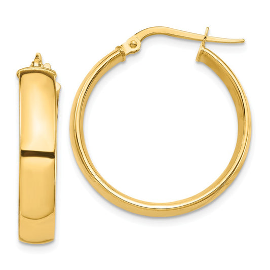 Million Charms 14k Yellow Gold High Polished 5mm Hoop Earrings, 0mm x 5mm