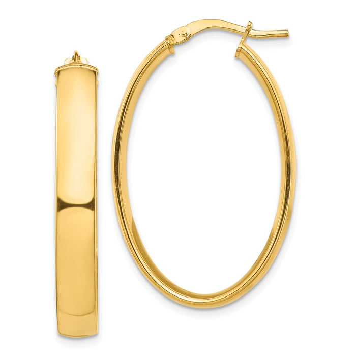 Million Charms 14k Yellow Gold High Polished 5mm Oval Hoop Earrings, 34.93mm x 22.05mm