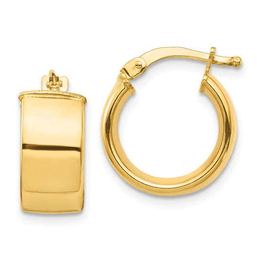 Million Charms 14k Yellow Gold High Polished 7mm Hoop Earrings, 15.34mm x 14mm