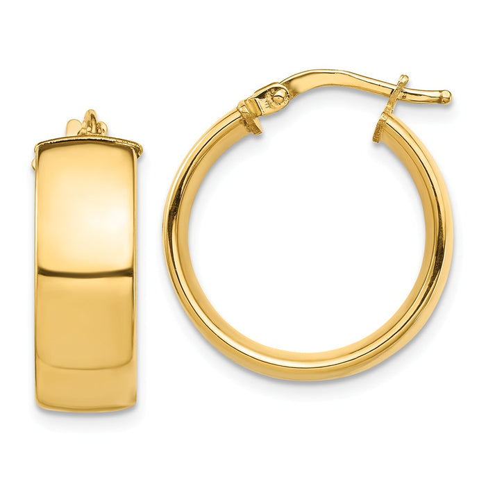 Million Charms 14k Yellow Gold High Polished 7mm Hoop Earrings, 20.46mm x 19mm
