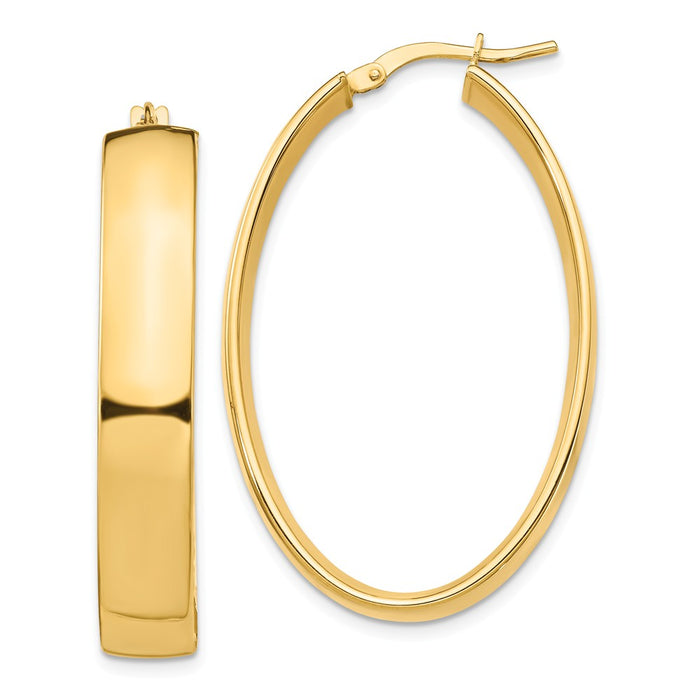 Million Charms 14k Yellow Gold High Polished 7mm Oval Hoop Earrings, 35.42mm x 22.36mm