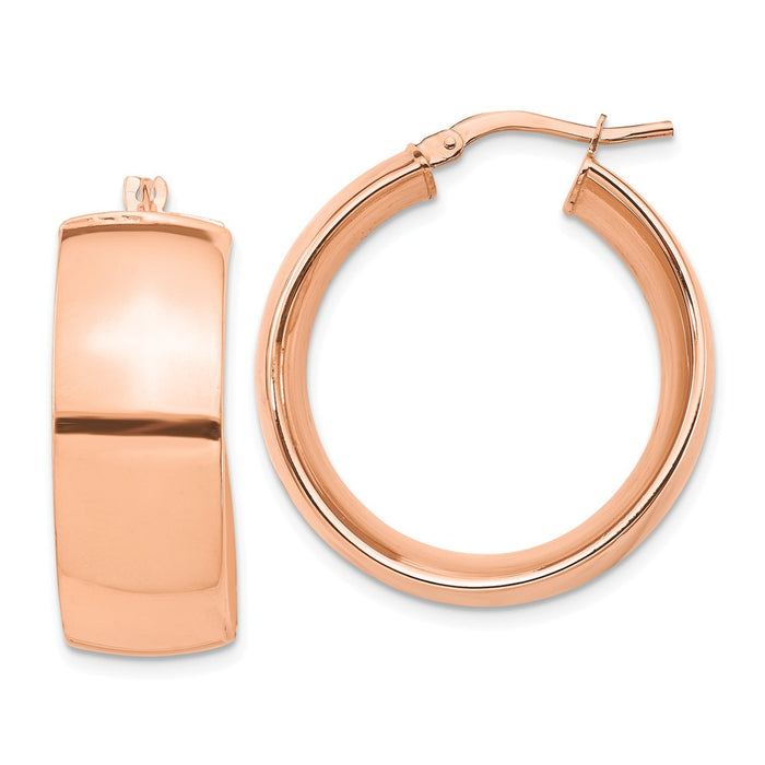 Million Charms 14k Rose Gold High Polished Small 10mm Hoop Earrings, 27.88mm x 25.65mm