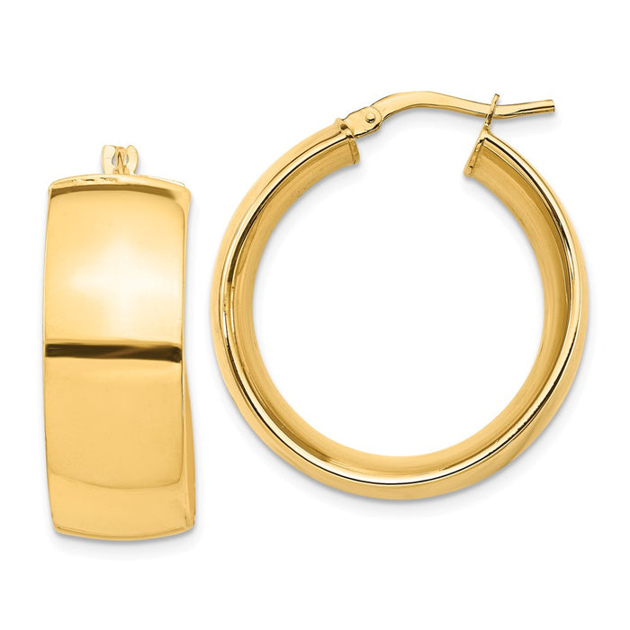 Million Charms 14k Yellow Gold High Polished Small 10mm Hoop Earrings, 27.88mm x 25.65mm