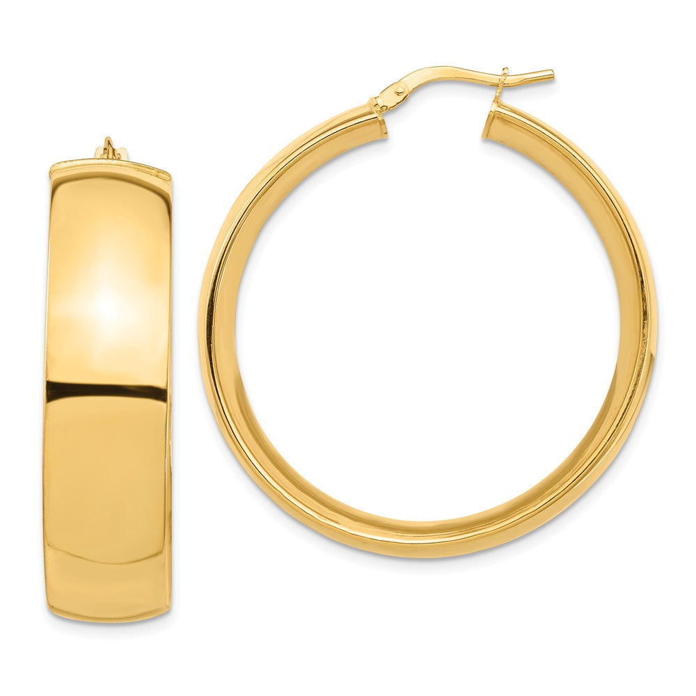 Million Charms 14k Yellow Gold High Polished Large 10mm Hoop Earrings, 38.08mm x 36.9mm
