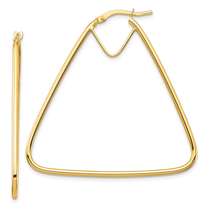 Million Charms 14k Yellow Gold Polished Double Triangle Hoop Earrings, 43.37mm
