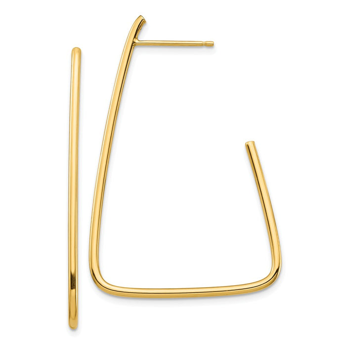 Million Charms 14k Yellow Gold 1.5mm Polished Triangle Post Dangle Earrings, 43.7mm x 28.91mm