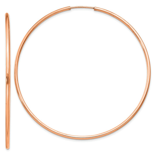 Million Charms 14k Rose Gold 1.5mm Polished Endless Hoop Earrings, 57.5mm x 58mm