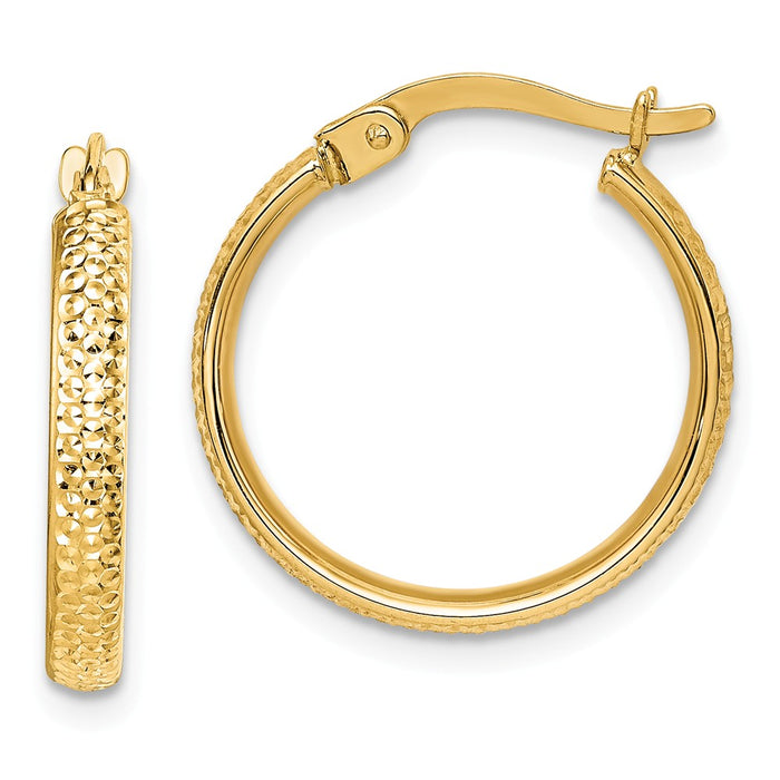 Million Charms 14k Yellow Gold Diamond-Cut Hoop Earrings, 0mm x 1mm