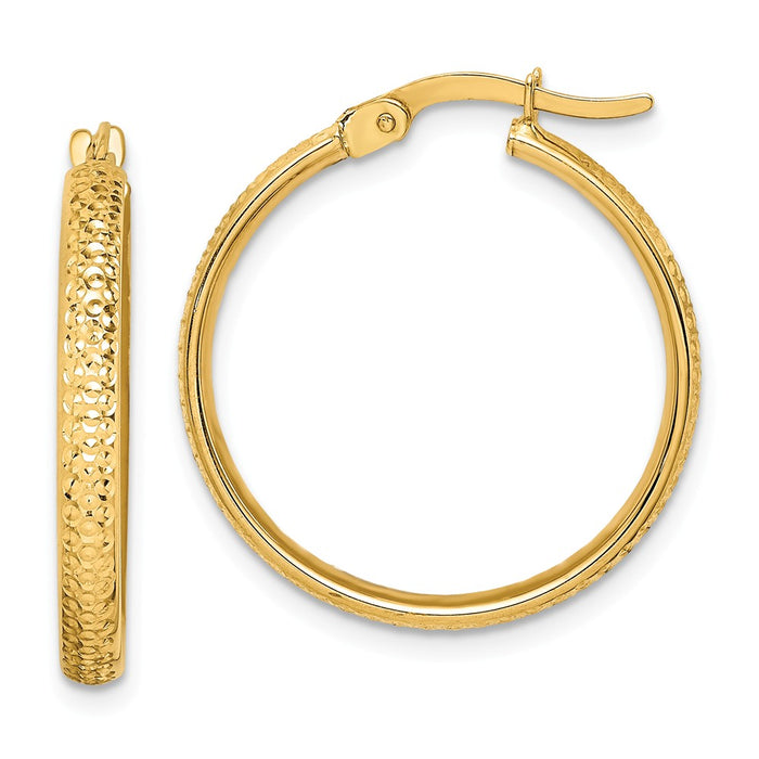 Million Charms 14k Yellow Gold Diamond-Cut Hoop Earrings, 0mm x 1mm