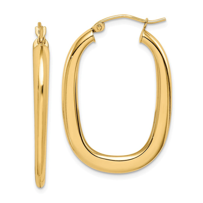 Million Charms 14k Yellow Gold 3.2mm Tappered Hoop Earrings, 3.2mm