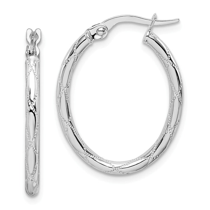 Million Charms 14K White Gold Hoop Earrings,