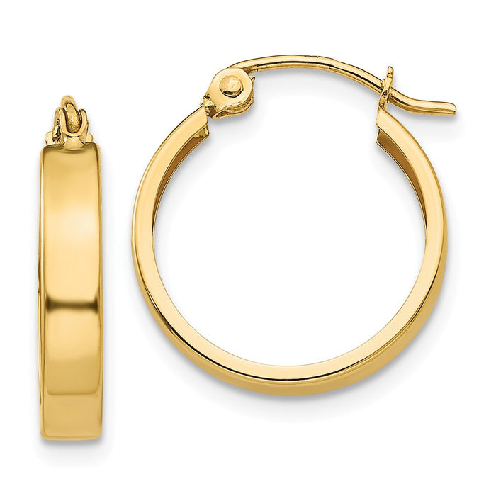 Million Charms 14k Yellow Gold Polished 3mm Hoop Earrings, 14mm x 3mm