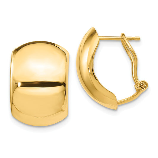 Million Charms 14k Yellow Gold Polished Omega Back Earrings, 17.46mm x 11.94mm