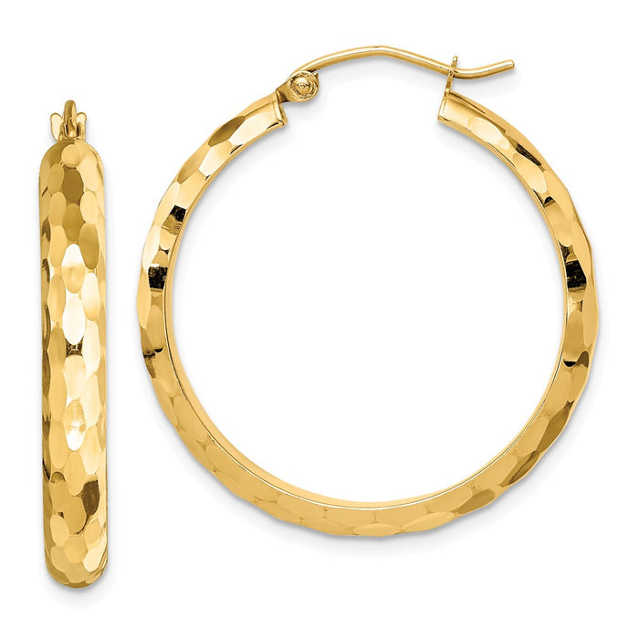 Million Charms 14k Yellow Gold Diamond-cut Hoop Earrings, 4mm