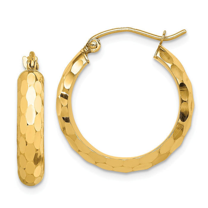 Million Charms 14k Yellow Gold Diamond-cut Hoop Earrings, 4mm