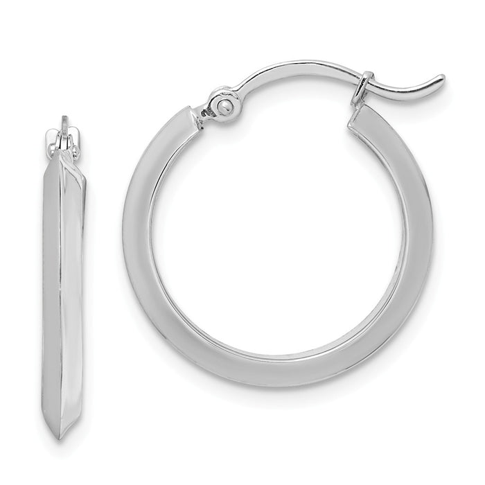 Million Charms 14K White Gold Polished Hoop Earrings, 19.5mm x 18.8mm