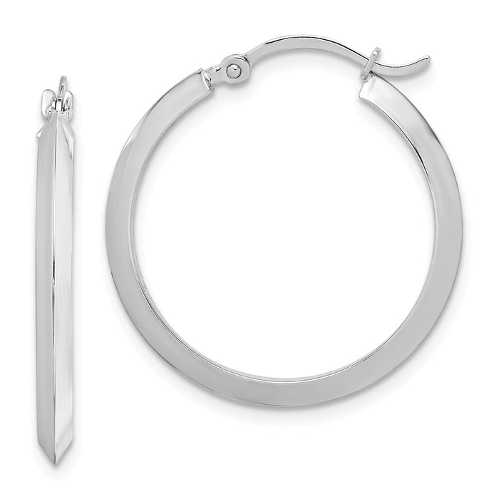 Million Charms 14K Polished White Gold Hoop Earrings, 26mm x 25mm