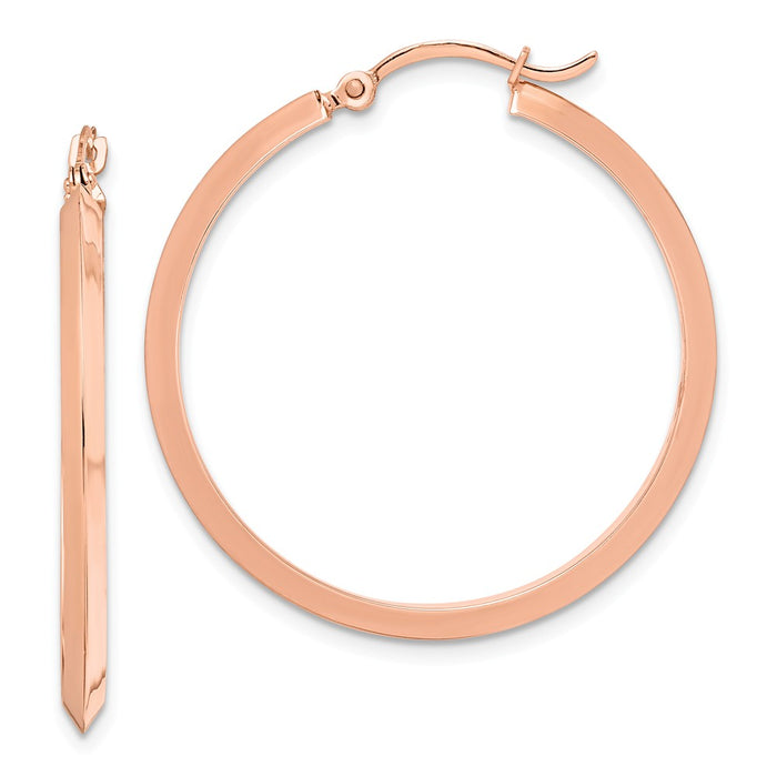 Million Charms 14K Rose Gold Polished Hoop Earrings, 32.75mm x 31.75mm