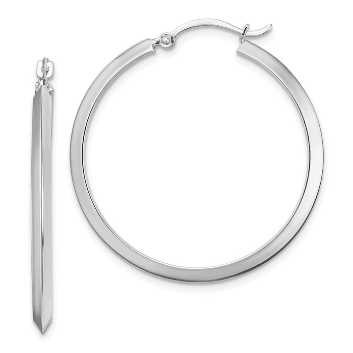 Million Charms 14K White Gold Polished Hoop Earrings, 32.75mm x 31.75mm