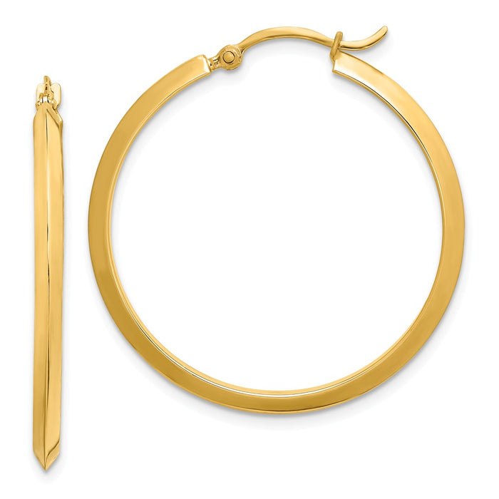 Million Charms 14k Yellow Gold Polished Hoop Earrings, 32.75mm x 31.75mm