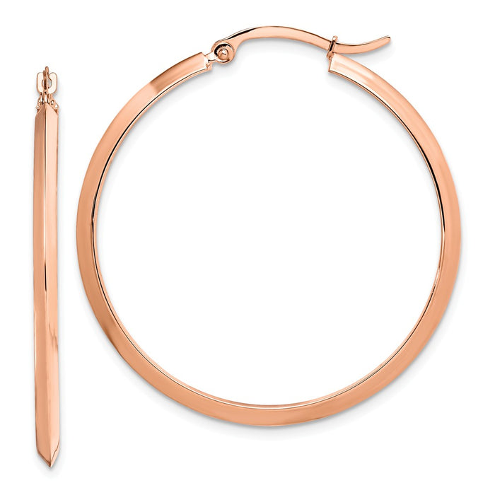 Million Charms 14K Rose Gold Polished Hoop Earrings, 39.25mm x 37.75mm