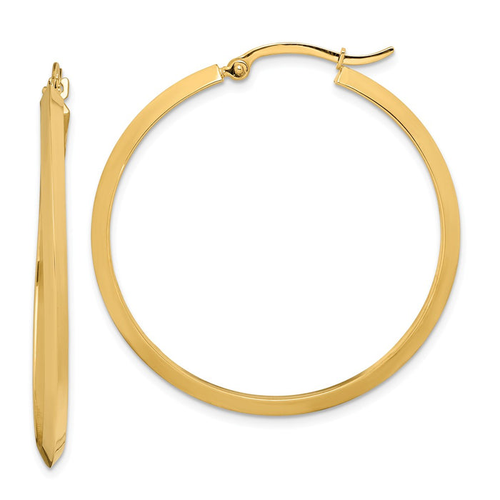 Million Charms 14k Yellow Gold Polished Hoop Earrings, 39.25mm x 37.75mm