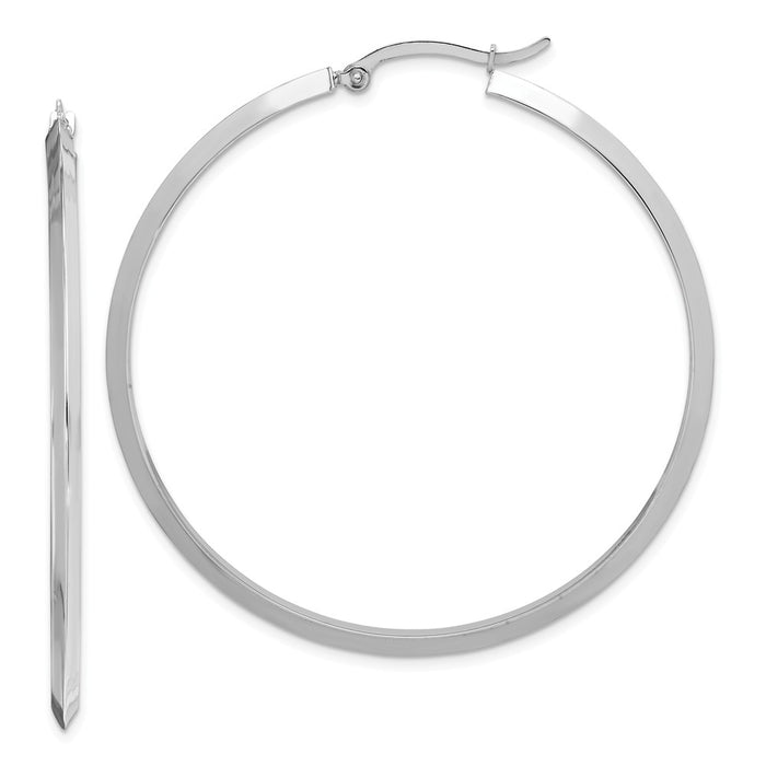 Million Charms 14K White Gold Polished Hoop Earrings, 52.5mm x 50.75mm